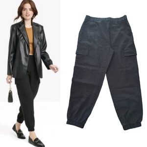 A New Day Black High Rise Dressy Ankle Cargo Joggers Pants Size 10